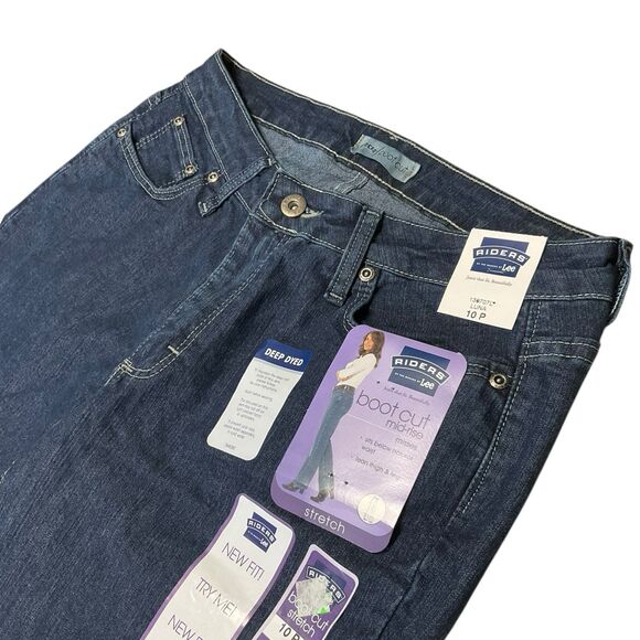 Lee Riders Bootcut Womens Jeans Sz 10P Blue Mid Rise Dark Wash 5-Pocket Stretch - Picture 2 of 15